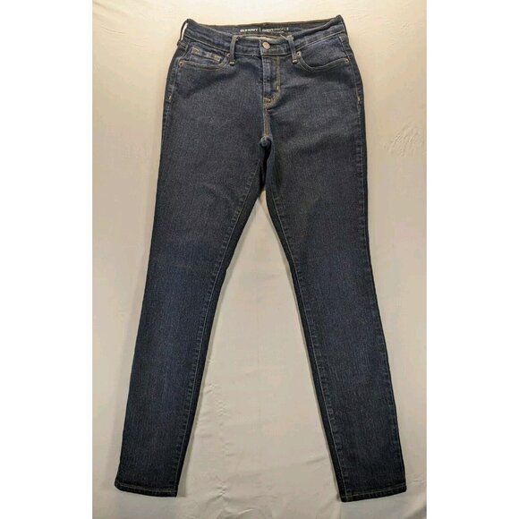 Old Navy Curvy Profile Mid Rise Dark Blue Denim Skinny Jeans Womens 2 Stretch - Picture 1 of 6